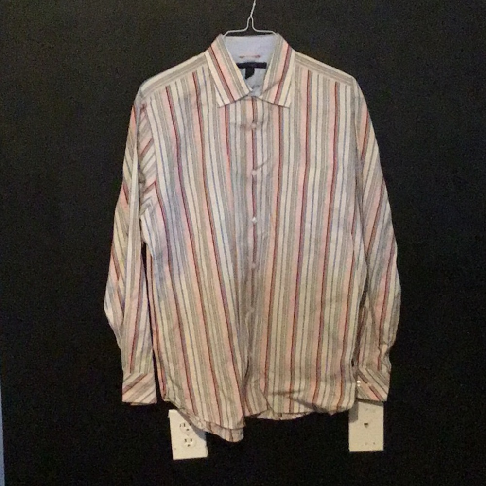Express stripped button down dress shirt sz L